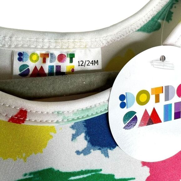 NEW Dot Dot Smile Multicolor Paint Swatches Cap Sleeve Dress 12-24M - Picture 4 of 6